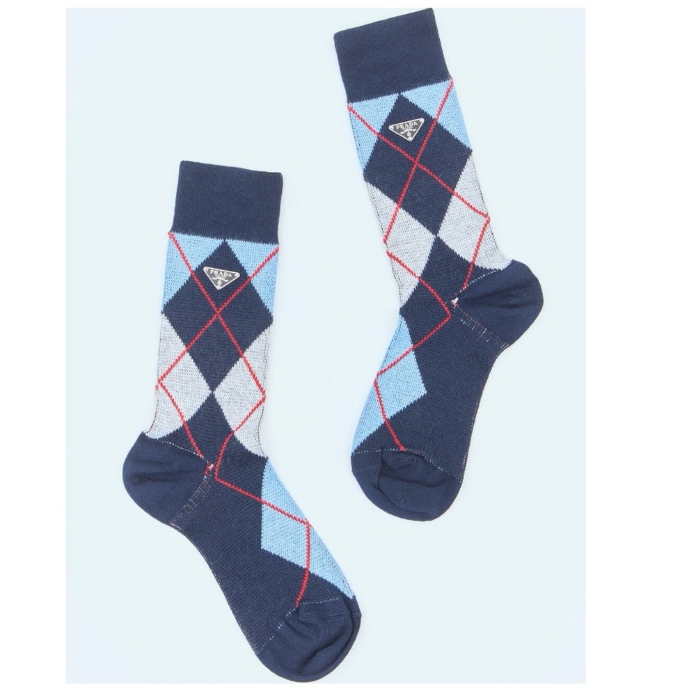 PRADA triangle logo argyle socks